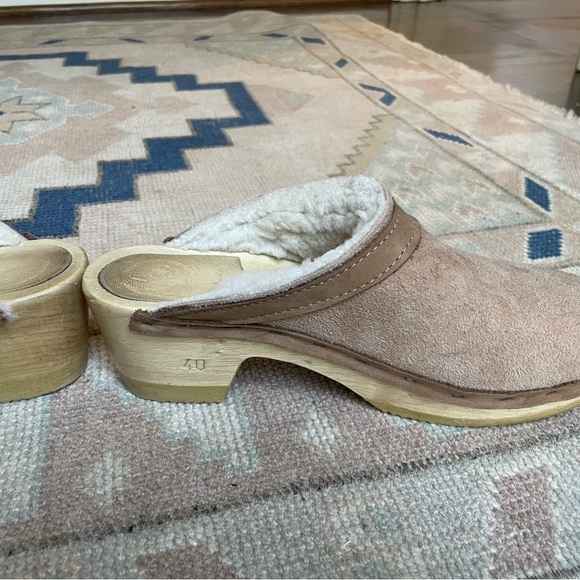 No. 6 Sherpa Lined Tan Suede Clog Size 40 - runs small - Picture 12 of 12